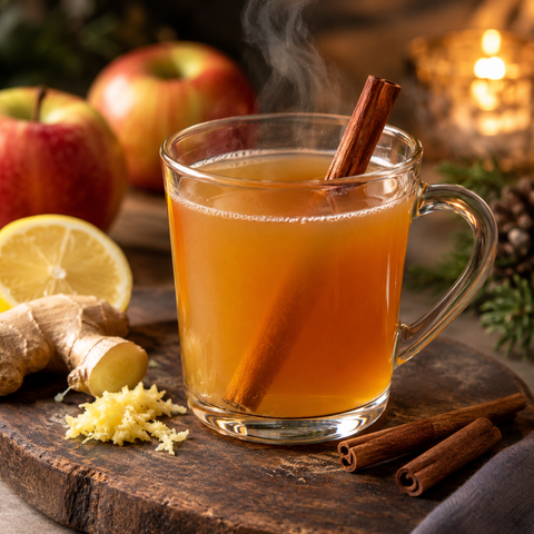 🍎 Varm drink med äppelmust, riven ingefära och citron