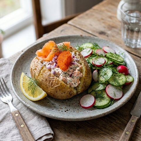 🥔 Bakad potatis med kallrökt lax, citron & dill