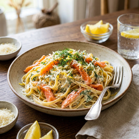Pasta med kallrökt lax